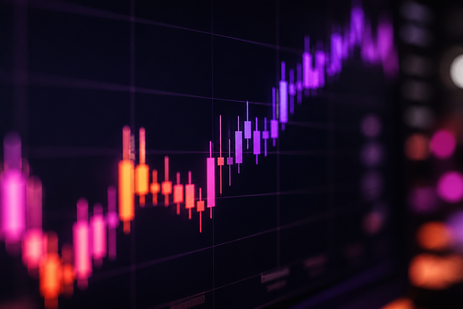 Candlestick chart on trading screen
